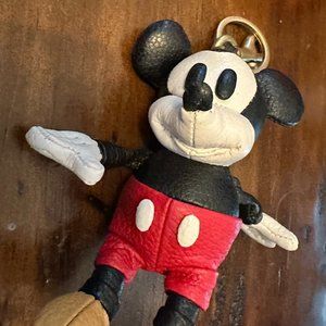 COACH X DISNEY 50TH ANNIVERSARY LEATHER MICKEY MOUSE BAG CHARM/KEY RING